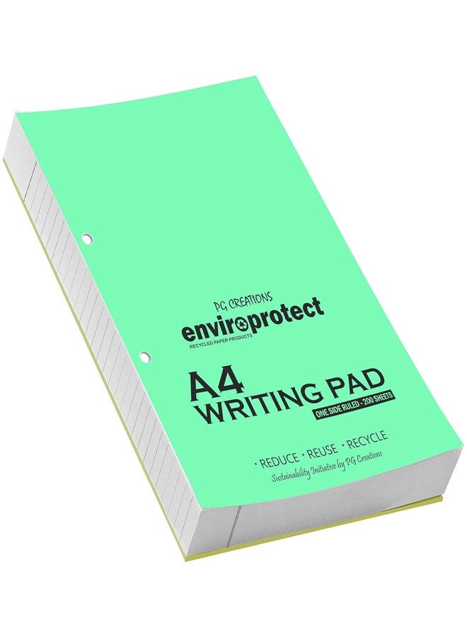 PG Creations A4 Size, Pack of 1 Pad, Jumbo, Pre-Punched Ruled Notepad for Writing Notes, 200 Sheets per Pad, 70 Gsm Single Side Ruled Pad for Office, Home & Students, 2-Hole, 8x11.5 Inch, White - Image 1