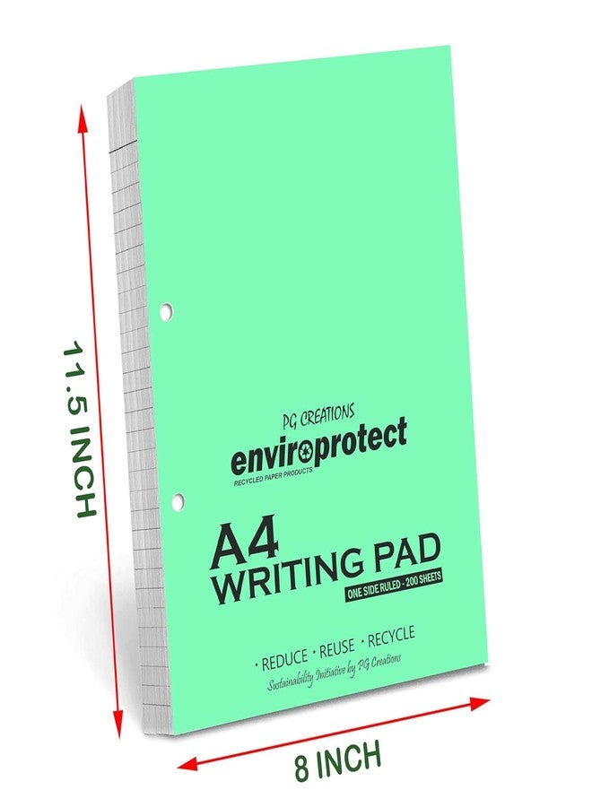 PG Creations A4 Size, Pack of 1 Pad, Jumbo, Pre-Punched Ruled Notepad for Writing Notes, 200 Sheets per Pad, 70 Gsm Single Side Ruled Pad for Office, Home & Students, 2-Hole, 8x11.5 Inch, White - Image 2