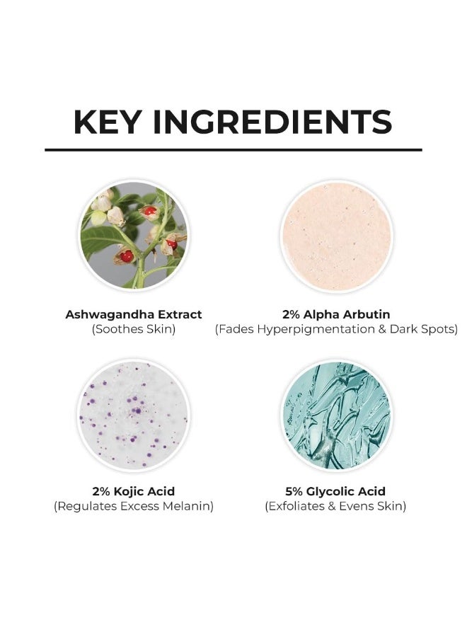 Dr. Sheth's Ashwagandha & Alpha Arbutin Melasma Serum Cream- 30G |For Hyperpigmentation, Dark Spots & Sun Damage|Even Toned & Blemish Free Skin|Enriched With Glycolic Acid, Kojic Acid & Niacinamide - Image 2