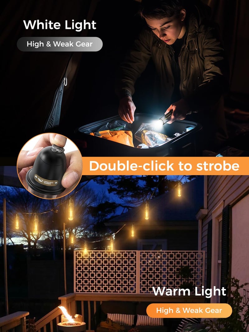 Smiling Shark Camping Ambient Lighting, XPE LED Small Tent Light with Lanyard Rechargable IPX4 Waterproof White & Warm Light Mode Wearable Portable Camping Lantern for Outdoor Hiking Emergency Picnic - Image 3