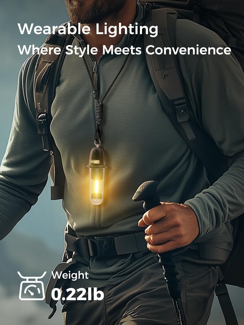 Smiling Shark Camping Ambient Lighting, XPE LED Small Tent Light with Lanyard Rechargable IPX4 Waterproof White & Warm Light Mode Wearable Portable Camping Lantern for Outdoor Hiking Emergency Picnic - Image 5