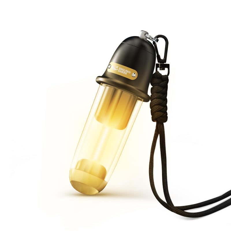 Smiling Shark Camping Ambient Lighting, XPE LED Small Tent Light with Lanyard Rechargable IPX4 Waterproof White & Warm Light Mode Wearable Portable Camping Lantern for Outdoor Hiking Emergency Picnic - Image 1