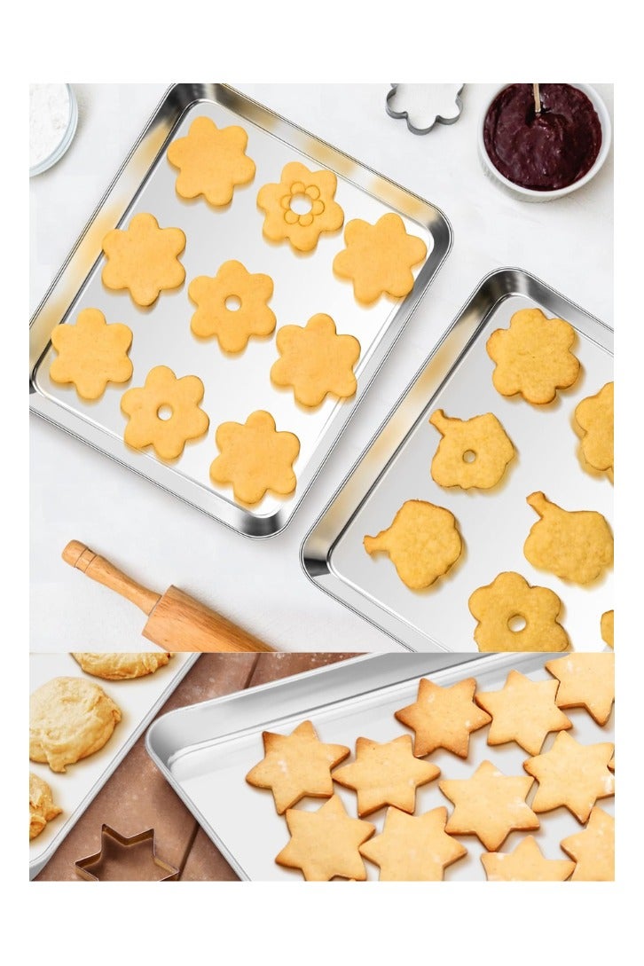 Chase Up Mini Oven Tray, Stainless Steel Small Baking Trays Sheets Pan, Rectangle Cake Tin Perfect for Baking Cooking Serving, Healthy & Heavy Duty, Mirror Finished & Dishwasher Safe, 23.7x17.7x2.5cm - Image 2