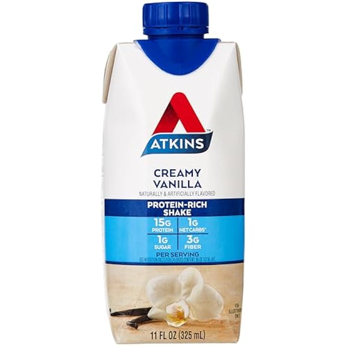 Atkins Creamy Vanilla Protein Shake, 15g Protein, Low Glycemic, 2g Net Carb, 1g Sugar, Keto Friendly, 4 Count - Image 2