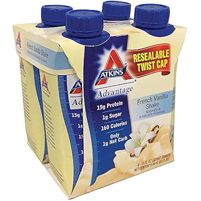 Atkins Creamy Vanilla Protein Shake, 15g Protein, Low Glycemic, 2g Net Carb, 1g Sugar, Keto Friendly, 4 Count - Image 1