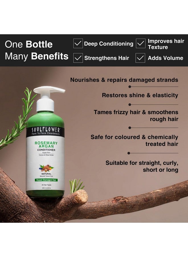 Soulflower Rosemary Argan Hair Conditioner|Hair Growth,Hair Fall Control,Strong,Shiny&Long Hair|Hydration&Nourishment Men&Women|Aloe Vera,Lavender,Rosemary Oil,Olive Oil|200Millilitre - Image 3
