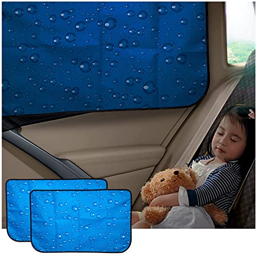 Aokway Car Rear Side Window Sunshade - Car Sun Shade Double Thickness Privacy Curtains Universal Fit for Driver for Baby UV Protection (Blue, Rear 2pcs) - Image 2