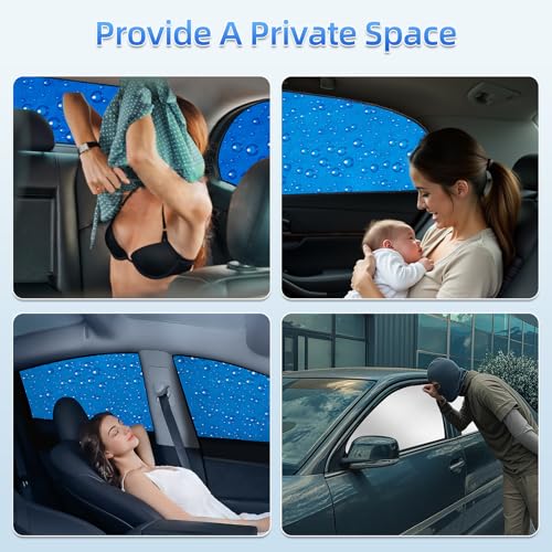 Aokway Car Rear Side Window Sunshade - Car Sun Shade Double Thickness Privacy Curtains Universal Fit for Driver for Baby UV Protection (Blue, Rear 2pcs) - Image 3