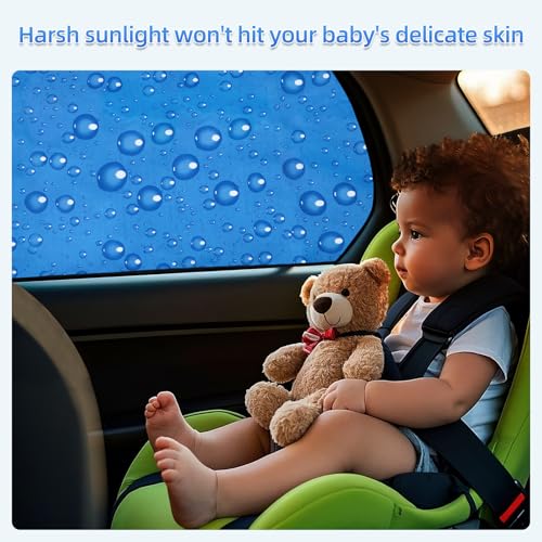 Aokway Car Rear Side Window Sunshade - Car Sun Shade Double Thickness Privacy Curtains Universal Fit for Driver for Baby UV Protection (Blue, Rear 2pcs) - Image 4