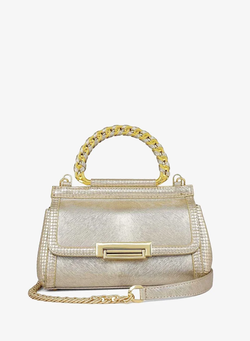Da Milano Small Metallic Leather Sling - Gold