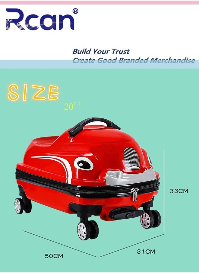 Rcan 20 Inch Cute Kids 2 In 1 Ride-On Cartoon Suitcase Hand Luggage Cabin Boarding Luggage for Boy Girl School Weekend Travel Carry On Case Bag Box with Universal Wheel Kids Luggage Travel Suitcase  - Image 4