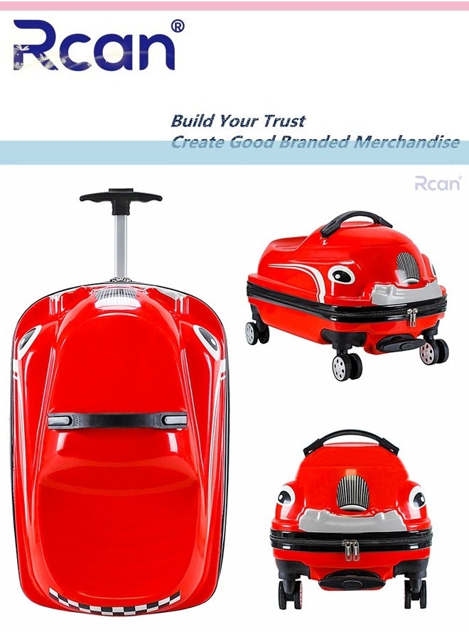 Rcan 20 Inch Cute Kids 2 In 1 Ride-On Cartoon Suitcase Hand Luggage Cabin Boarding Luggage for Boy Girl School Weekend Travel Carry On Case Bag Box with Universal Wheel Kids Luggage Travel Suitcase  - Image 3