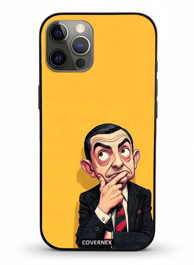 Covernex Apple iPhone 12 Pro Protective Case Cover Printed Featuring Mr Bean Thinking Pose Classic Comedy - Image 2