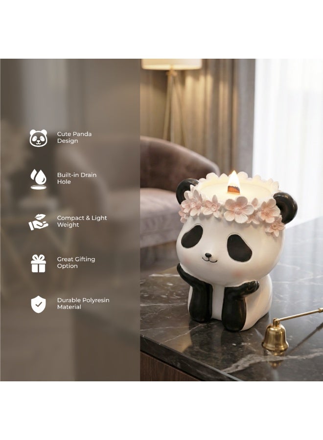 بيرام مجموعة أواني الزهور من بيرام فانتسي، قطعتين، على شكل قطة وباندا، مصنوعة من مادة البولي راتنج اللطيفة، مع تاج زهور، مزهرية صغيرة مزخرفة للاستخدام الداخلي والخارجي، مناسبة للمكتب المنزلي، حامل أقلام رصاص (باندا) - Image 4