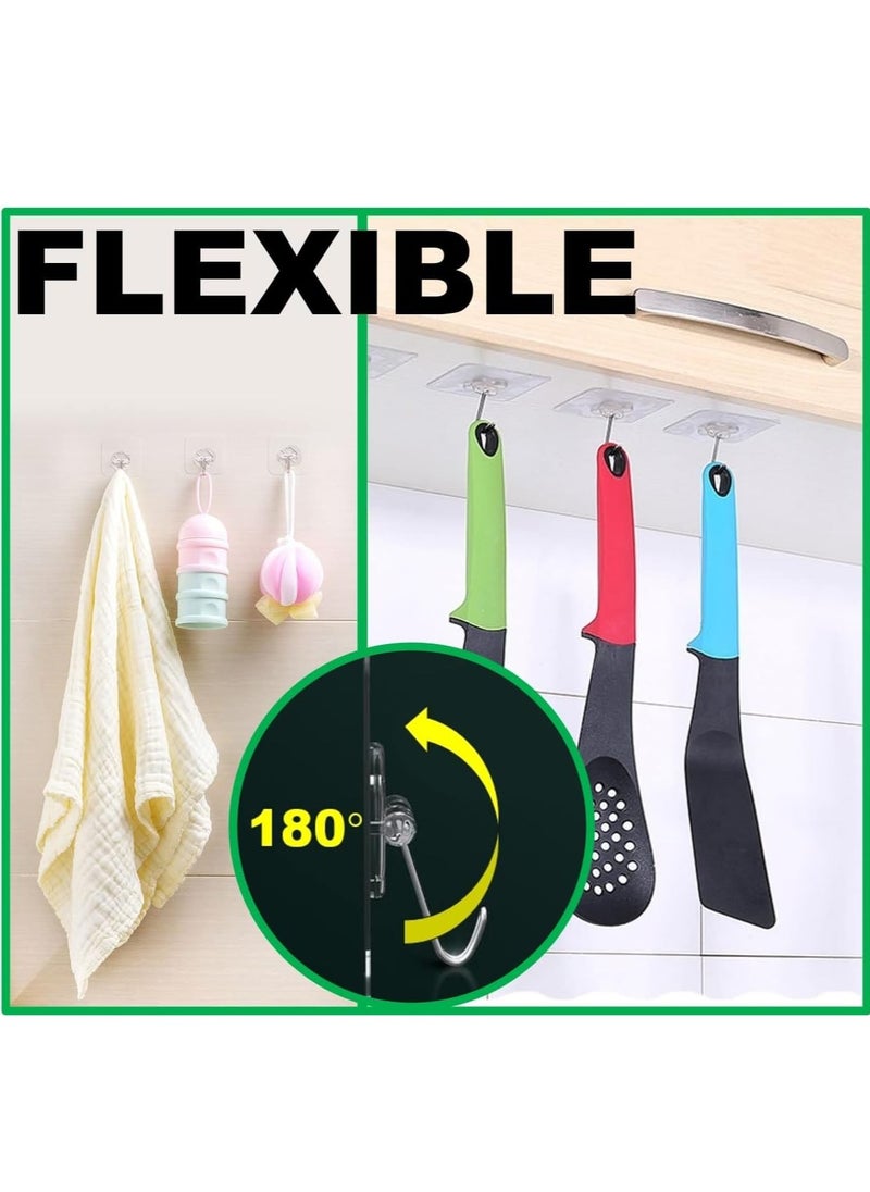 Home Care Home Care Wall  20 Pc Hooks for Hanging Heavy Duty Self Adhesive Hooks, Waterproof Clear Adhesive Hooks for Home Bathroom Kitchen - Hanging Keys, Coat  - Image 3
