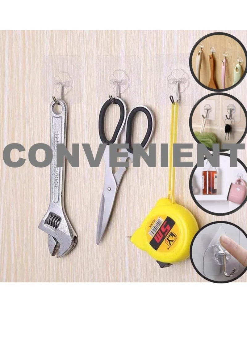 Home Care Home Care Wall  20 Pc Hooks for Hanging Heavy Duty Self Adhesive Hooks, Waterproof Clear Adhesive Hooks for Home Bathroom Kitchen - Hanging Keys, Coat  - Image 4