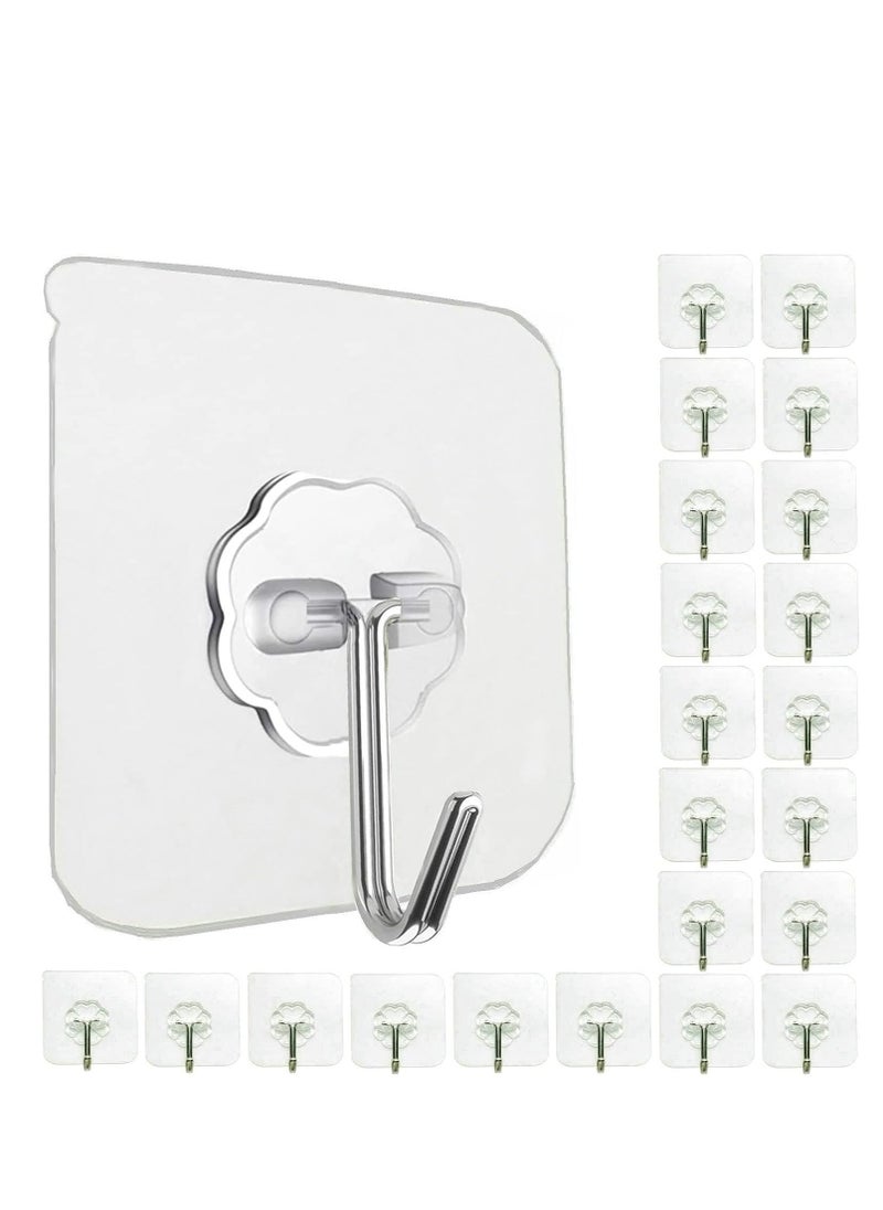 Home Care Home Care Wall  20 Pc Hooks for Hanging Heavy Duty Self Adhesive Hooks, Waterproof Clear Adhesive Hooks for Home Bathroom Kitchen - Hanging Keys, Coat  - Image 1