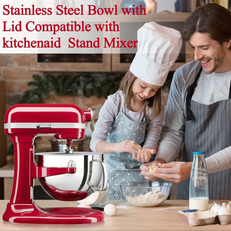 Kitwanda Stainless Steel Lift Bowl Compatible with Kitchenaid 7-qt. Mixing Bowl with Ergonomic Handle and Lid - Image 4