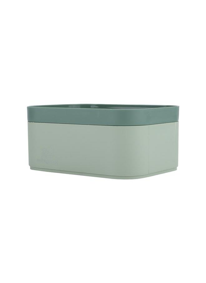 Thoraya - Desktop Storage Box Layered Design Large Capacity Keep Desktop Tidy Cosmetic Organizer Box for Office Classroom HomeTrumpet No Grid Green - Image 1