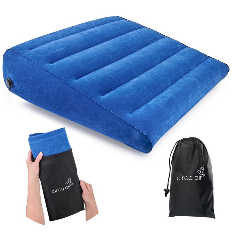 Circa Air Circa Air Inflatable Wedge Pillow for Travel  Lightweight  Portable Travel Wedge Pillow for Sleeping Acid Reflux Gerd Snoring for Back Leg Elevation  Knee Support Bed Wedge Pillow 