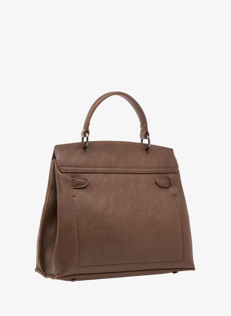 Flora Bella By Shoexpress Solid Satchel Bag with Twist Lock Closure - Image 3