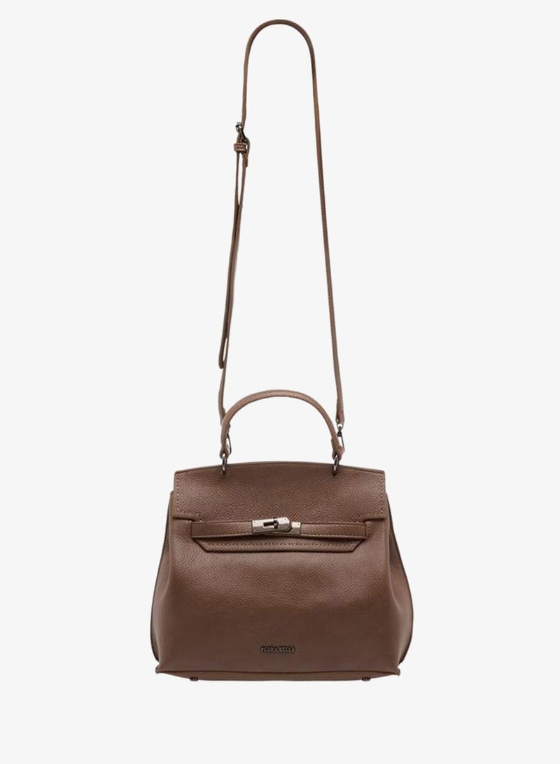 Flora Bella By Shoexpress Solid Satchel Bag with Twist Lock Closure - Image 2