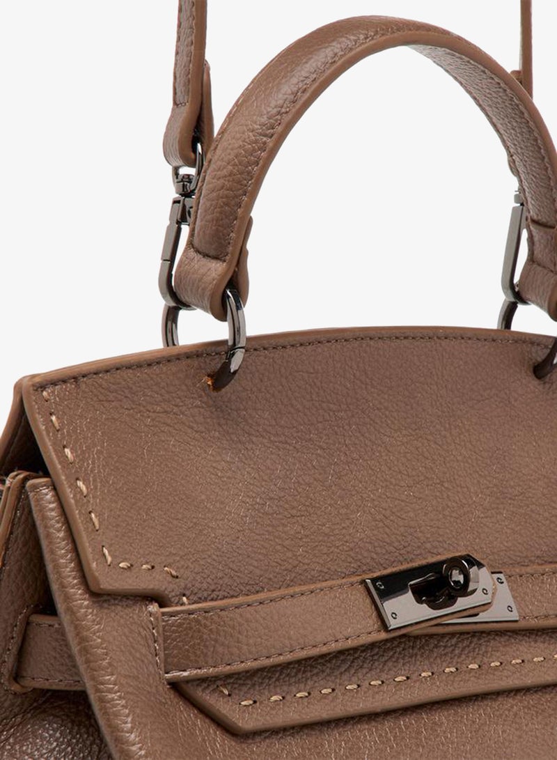 Flora Bella By Shoexpress Solid Satchel Bag with Twist Lock Closure - Image 4