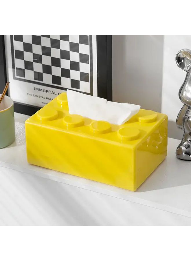 White Lego Style Tissue Box With Eight Dots Single Piece - Image 2