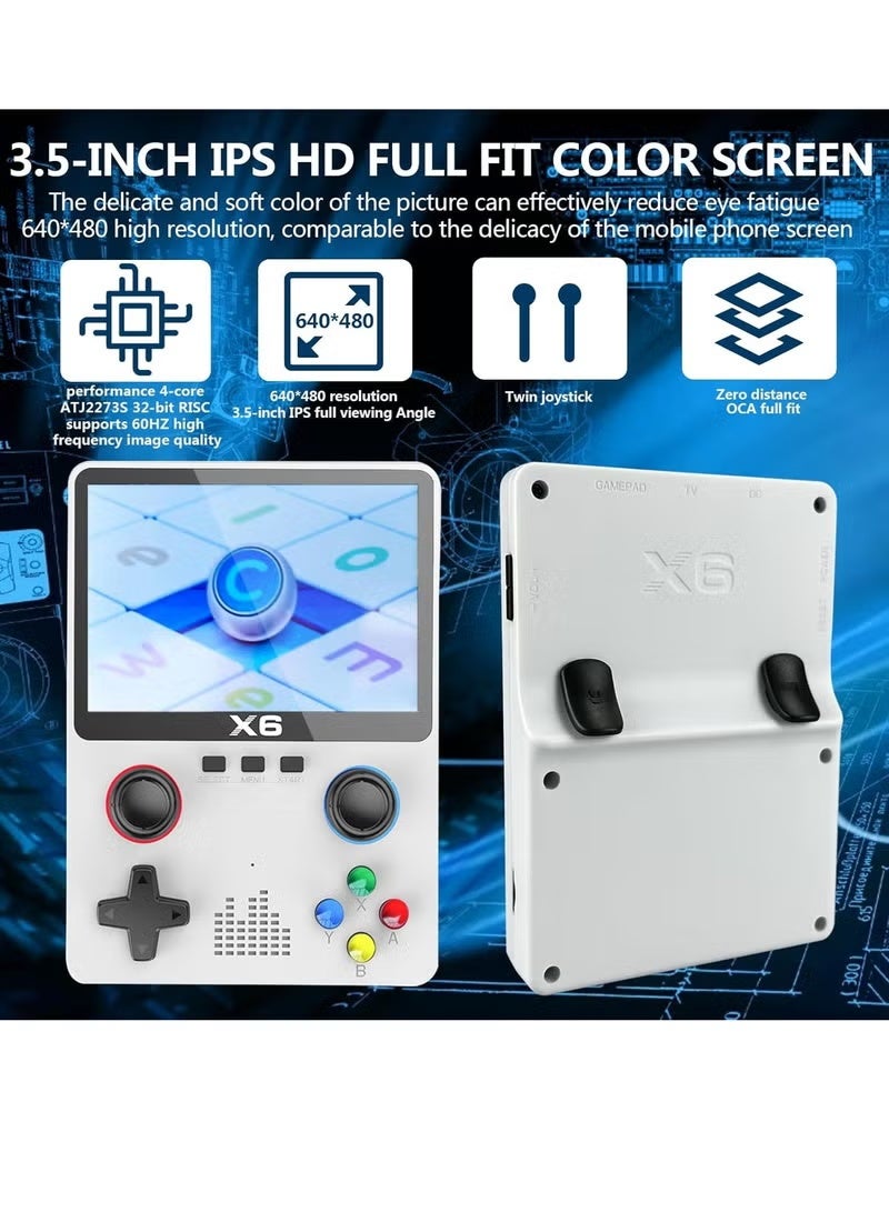 Handheld Retro Gaming Console with 32GB TF Card – 10,000 Built-in Games, 11 Emulators, 3.5-inch IPS Full Lamination Color Screen, Portable Gaming Device (X6 White) – Plastic Body, White Color - Image 5