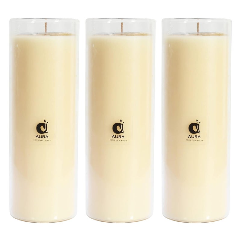 AURA Utility BOROSLATE Glass UNSCENTED Soy Wax Candle VASE Pack of 3 Ivory - Image 1