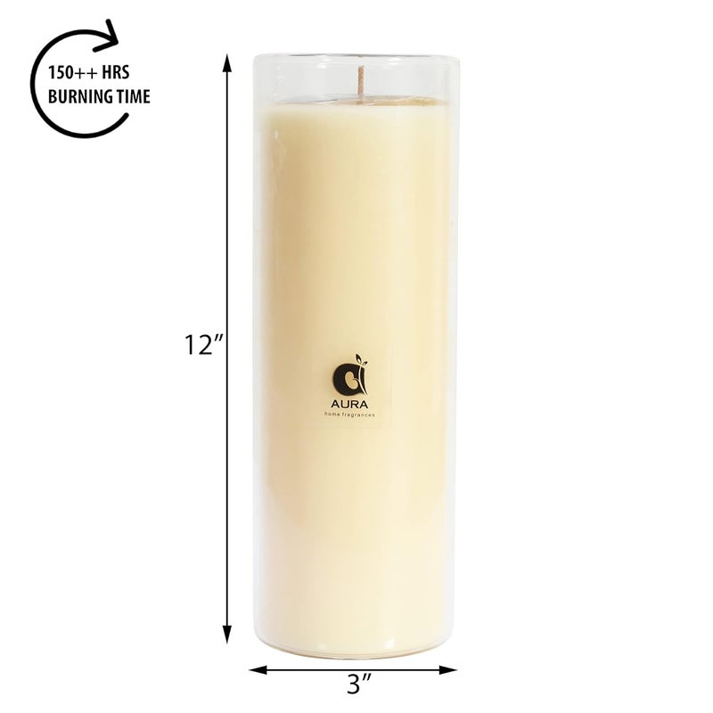 AURA Utility BOROSLATE Glass UNSCENTED Soy Wax Candle VASE Pack of 3 Ivory - Image 4