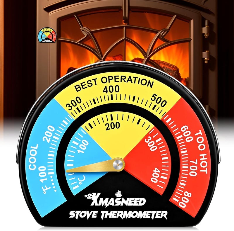 Xmasneed Magnetic Fireplace Thermometer - Large Size, Stove Top Temperature Gauge for Wood Burning Stove & Pellet Stoves (1PCS) - Image 1