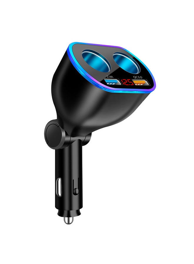 Car Charger, Digital Display Car Charger, Dual Usb Multi-Function Smart Car Charger, Large Head Qc3.0 Digital Display Cigarette Lighter, Black