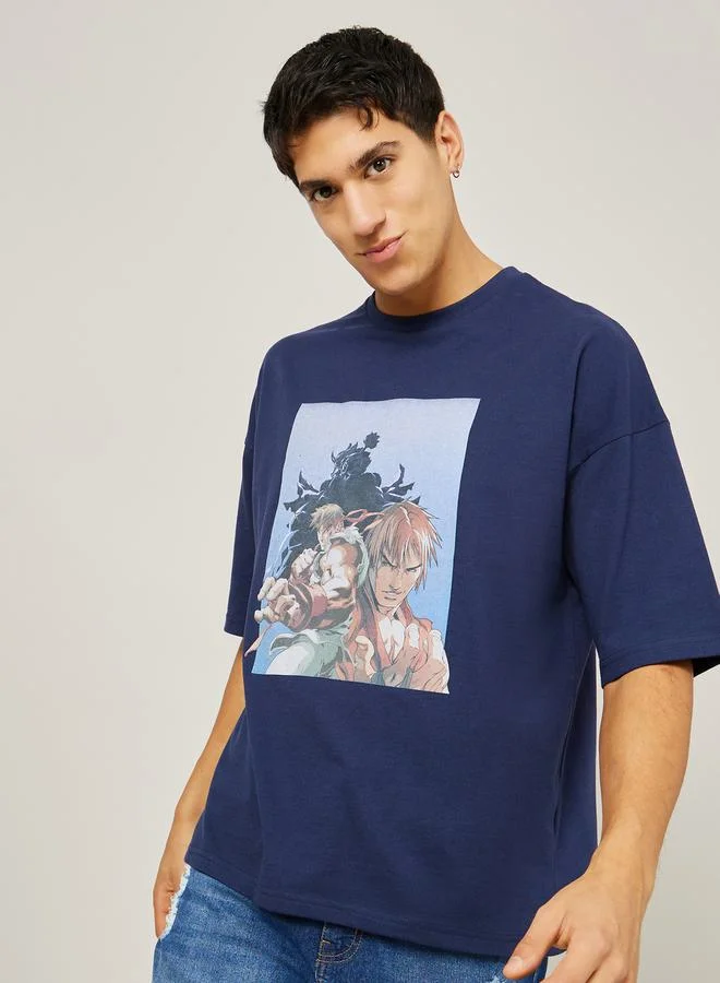 Urbanhaul  Street Fighter Print Oversized T-shirt  | Best Price UAE