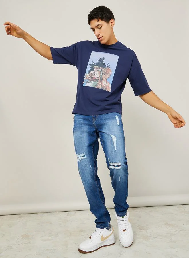 Urbanhaul Street Fighter Print Oversized T-shirt