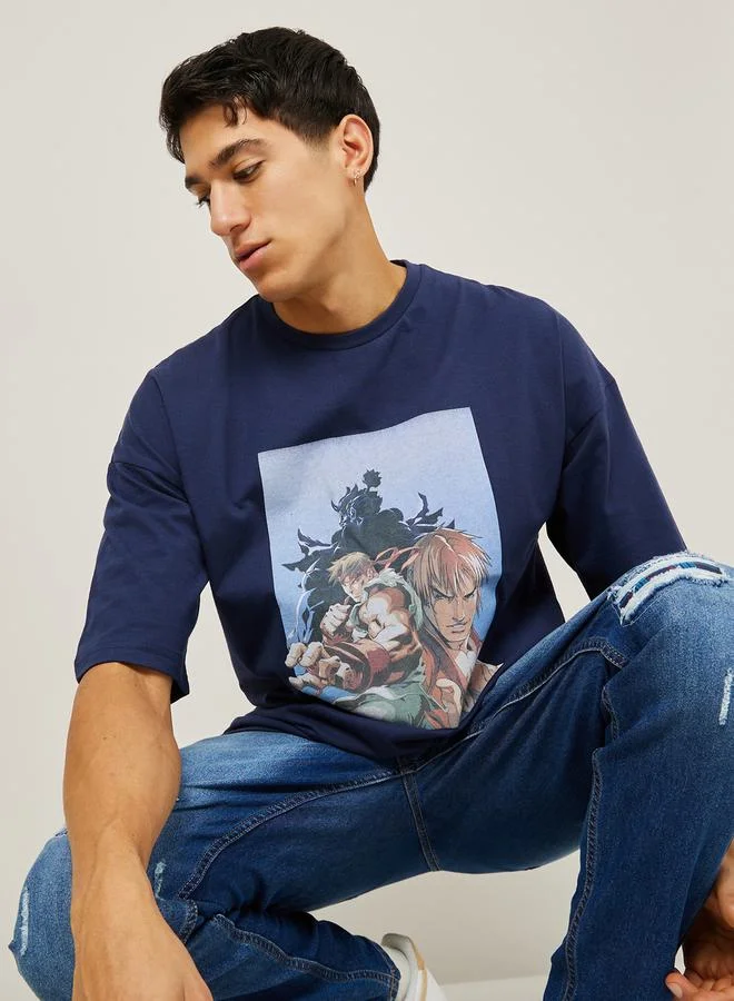 Urbanhaul Street Fighter Print Oversized T-shirt