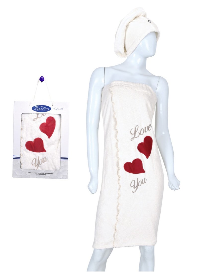 Banotex A cotton bath towel for women for the full body, with an adhesive tape, with a towel for the hair and the body, Egyptian industry, the largest, the softest, 100% Egyptian cotton, helps in drying and c 
