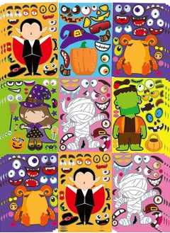 Excefore Characters Make-a-face Sticker Sheets, Match Sticker Sheets  Crafts Including Vampire, Witch, Frankenstein, Ghost and more Kids Party Favor Supplies Craft, 42Pc  - Image 1