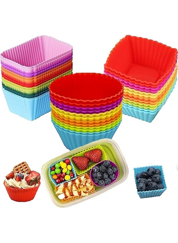 Silicone Cupcake Liners Baking Cups Cupcake Muffin Baking Cups Chocolate cup Mold Multicolor Reusable Easy Demoulding Cupcake Liners Set of 36 Pack Nonstick Easy Clean Dessert (Multicolored) - Image 1