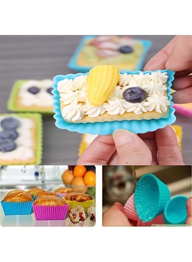 Silicone Cupcake Liners Baking Cups Cupcake Muffin Baking Cups Chocolate cup Mold Multicolor Reusable Easy Demoulding Cupcake Liners Set of 36 Pack Nonstick Easy Clean Dessert (Multicolored) - Image 4