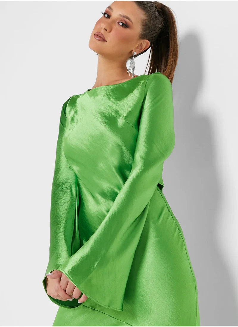 TOPSHOP Satin Frill Back Dress