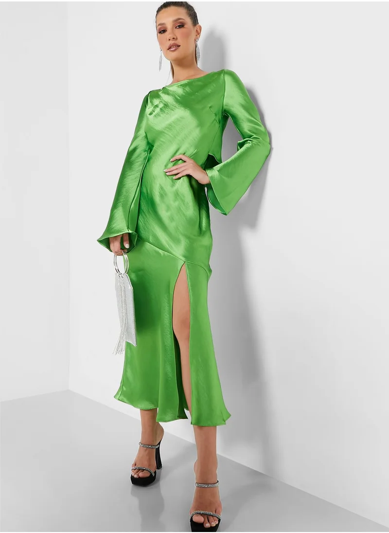 TOPSHOP Satin Frill Back Dress