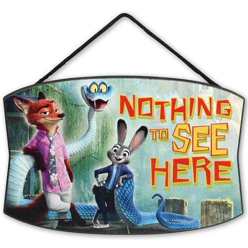 Open Road Brands Disney Zootopia 2 Nothing to See Here Hanging Wood Wall Decor Fun Zootopia Sign for Kids Bedroom or Play Room - Image 1