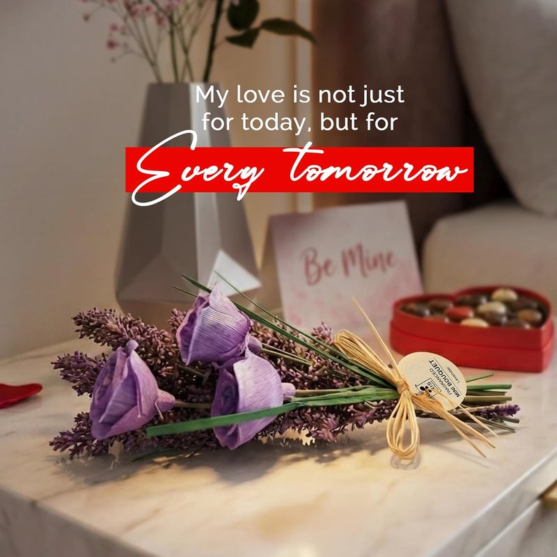 IRIS Serene Lavender Roses Mini Scented Bouquet | Timeless & Everlasting Gift for Meaningful Valentine Moments - Image 2