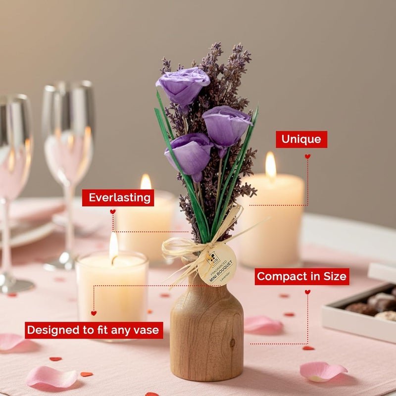 IRIS Serene Lavender Roses Mini Scented Bouquet | Timeless & Everlasting Gift for Meaningful Valentine Moments - Image 3