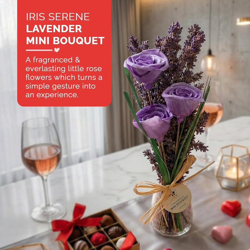 IRIS Serene Lavender Roses Mini Scented Bouquet | Timeless & Everlasting Gift for Meaningful Valentine Moments - Image 4