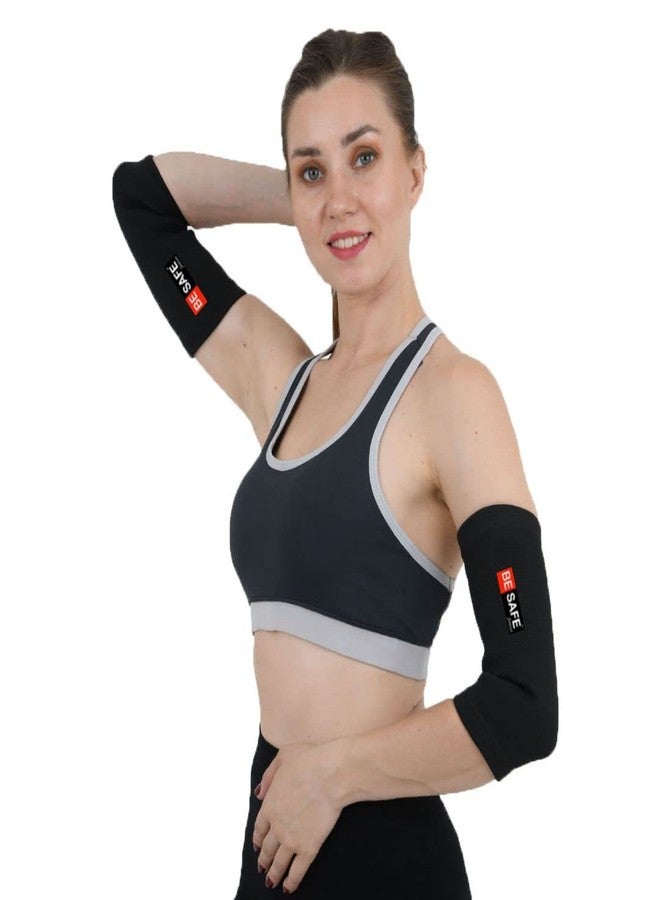 BESAFE Forever Compression Socks & Elbow Support Guard, Elbow Sleeves Band for Men & Women, Gym, Cricket, Badminton, Bikers | Pair, Black, ESS104 (XL) - Image 1
