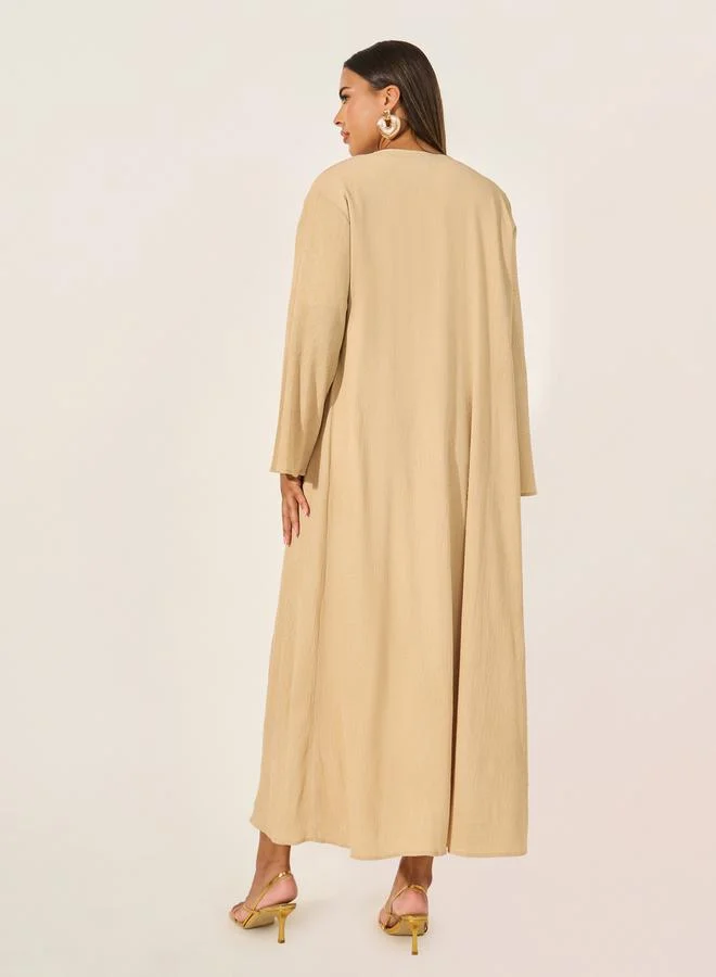 Styli Regular Fit Maxi Kimono with Side Slit Detail