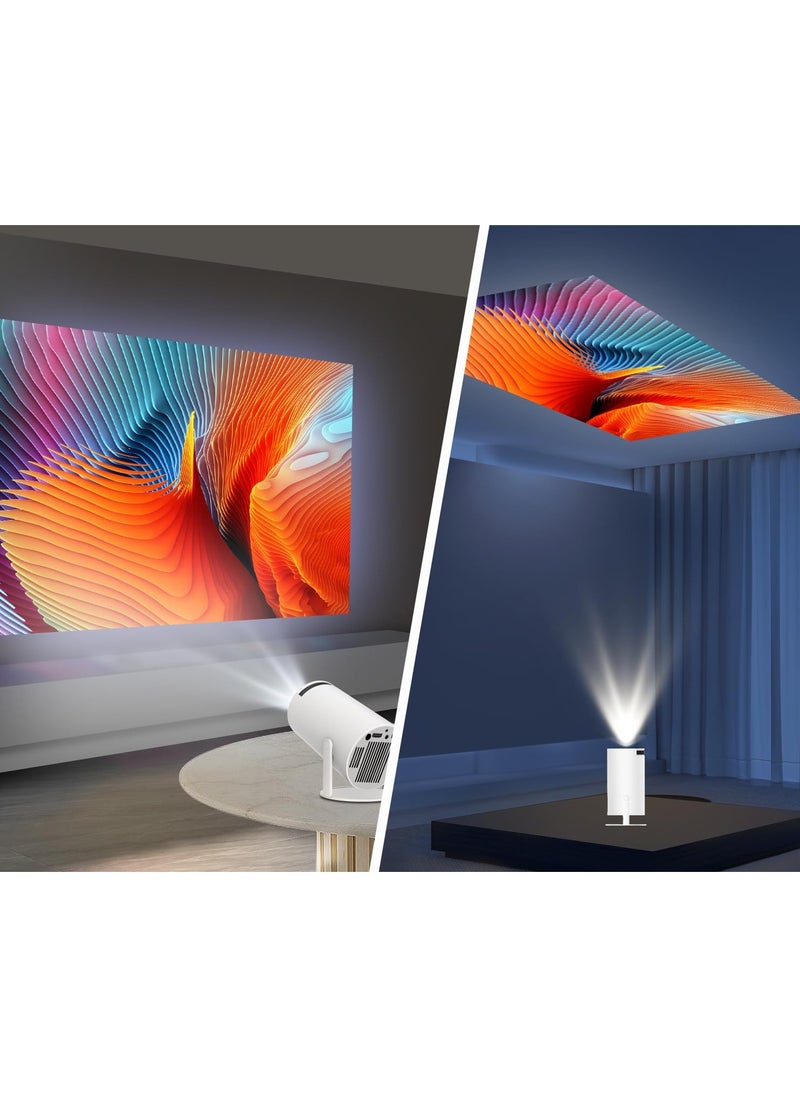 SYOSI - جهاز عرض صغير يدعم دقة 4K 1080P، جهاز عرض محمول يدور بزاوية 180 درجة، WiFi6 BT 5.0، Android 11، تصحيح أفقي تلقائي ذكي، جهاز عرض أفلام خارجي قابل للدوران متوافق مع الهاتف - Image 1
