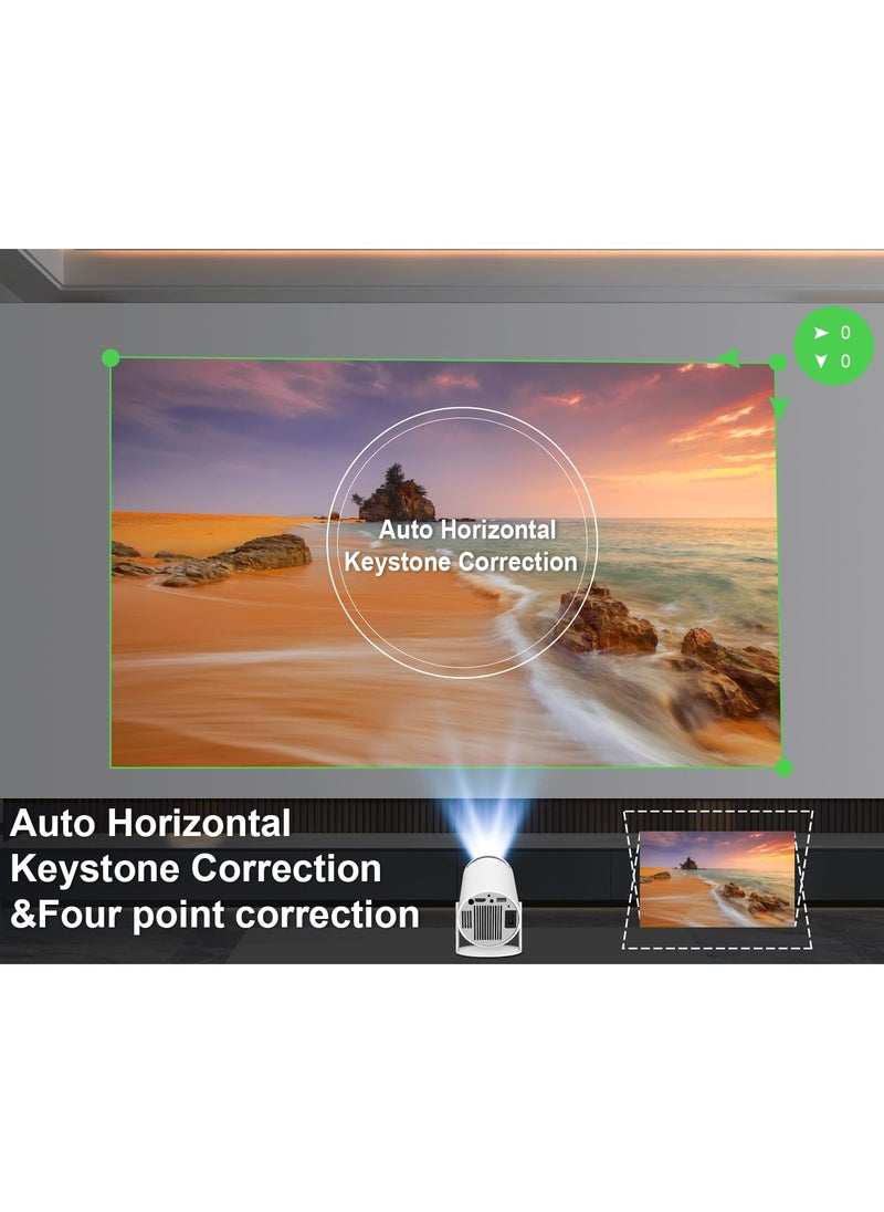 SYOSI - جهاز عرض صغير يدعم دقة 4K 1080P، جهاز عرض محمول يدور بزاوية 180 درجة، WiFi6 BT 5.0، Android 11، تصحيح أفقي تلقائي ذكي، جهاز عرض أفلام خارجي قابل للدوران متوافق مع الهاتف - Image 1